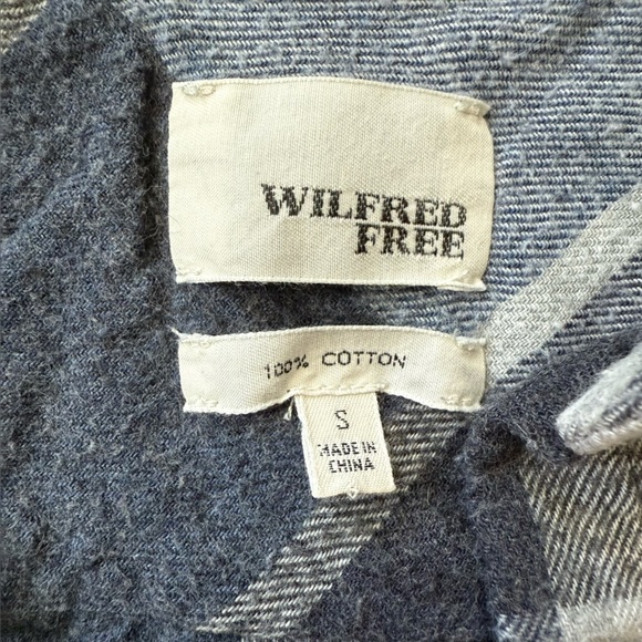 Wilfred Free Gray and Navy Plaid Flannel Shirt Cotton Women’s Size Small - Picture 5 of 10